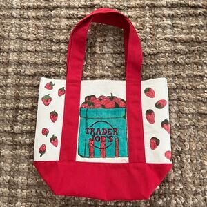 Trader Joe's Mini Canvas Tote Hand Painted Strawberry Coffee Mug Hearts Custom